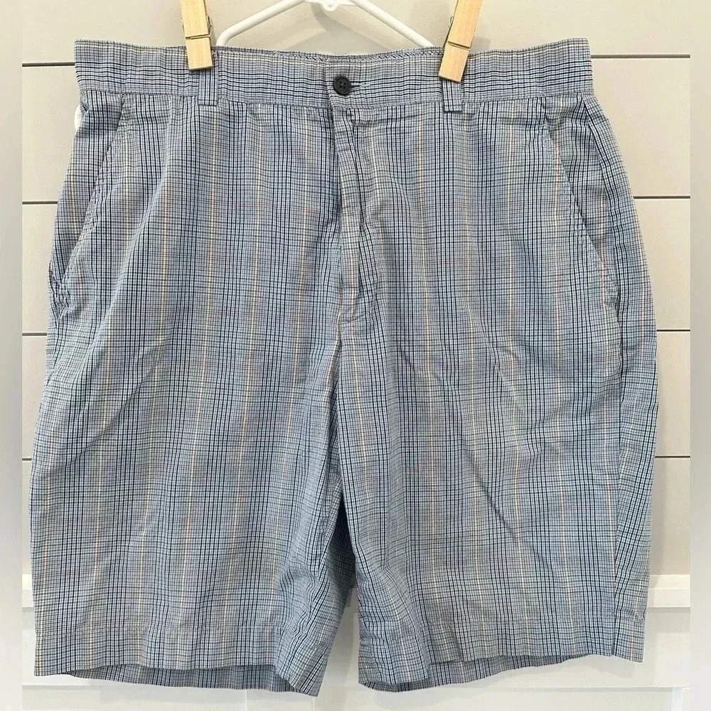 Cutter & Buck Men's Blue Plaid 34 ~ 100% Cotton‎ Flat Front Shorts